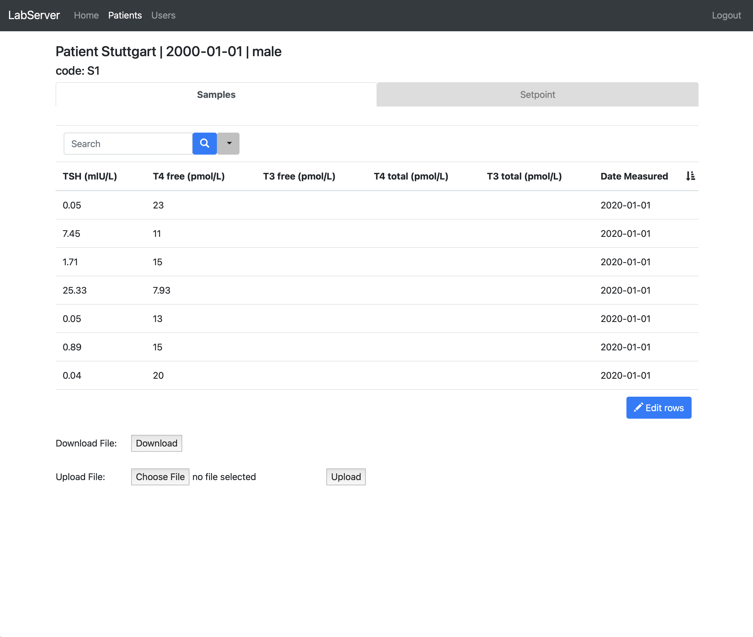 LabServer Samples window