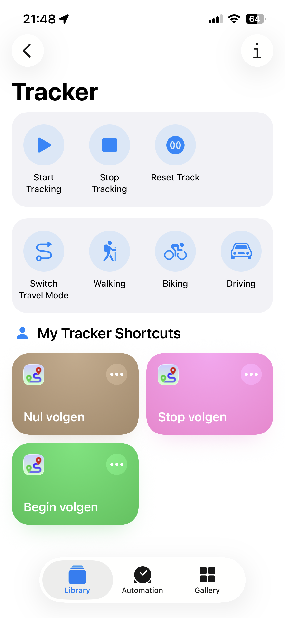 Tracker Intents and Shortcuts