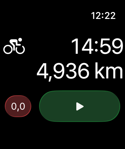 Tracker Watch App cycling stopped